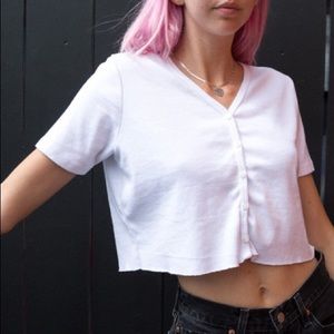 Brandy melville white button up top